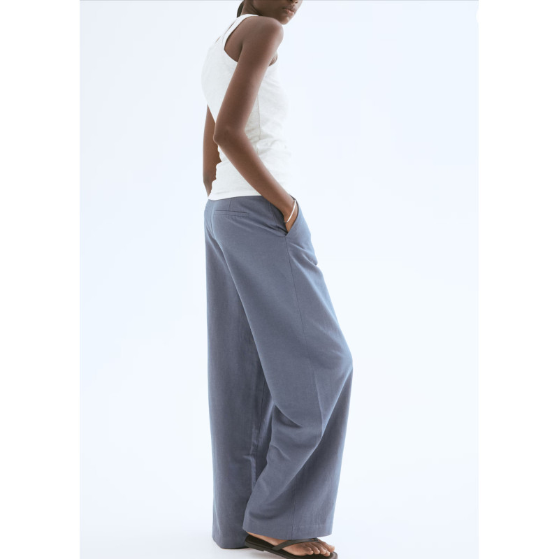 H&M льняные брюки WIDE-LEG LINEN-BLEND PANTS