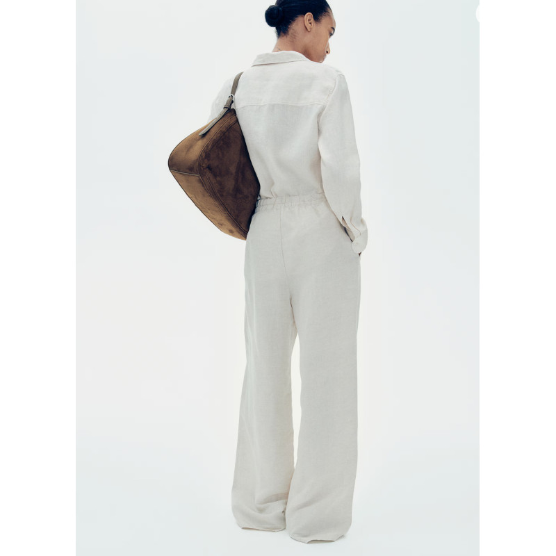 H&M льняные брюки WIDE-LEG LINEN-BLEND PANTS