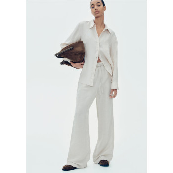 H&M льняные брюки WIDE-LEG LINEN-BLEND PANTS
