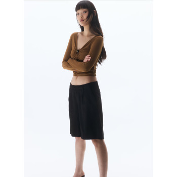 H&M шорты KNEE-LENGTH LINEN-BLEND SHORTS