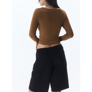 H&M шорты KNEE-LENGTH LINEN-BLEND SHORTS