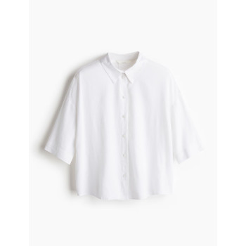 H&M укороченная льняная рубашка PREMIUM SELECTION LINEN BLEND SHIRT