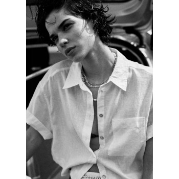 H&M укороченная льняная рубашка PREMIUM SELECTION LINEN BLEND SHIRT
