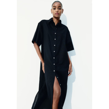 H&M Рубашка-платье на пуговицах PREMIUM SELECTION LINEN-BLEND SHIRT DRESS