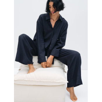 H&M льняные брюки PREMIUM SELECTION WIDE-LEG LINEN-BLEND PANTS