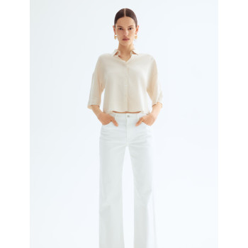 H&M укороченная льняная рубашка LINEN BLEND SHIRT
