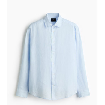 H&M льняная рубашка PREMIUM SELECTION SLIM FIT LINEN SHIRT